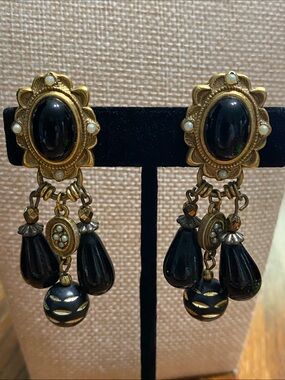 Robert Rose Gold-Tone Earrings with Black Drops
